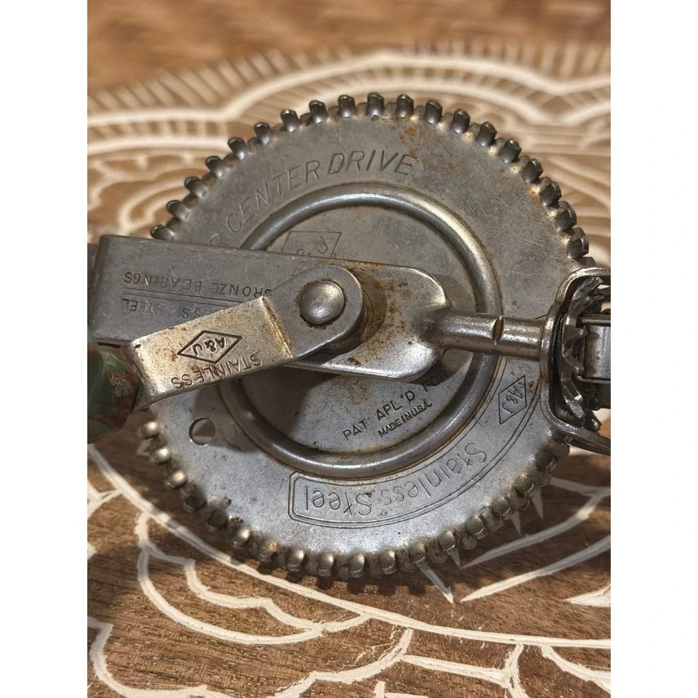 Vintage A&J Stainless Steel Center Drive Egg Beater – 11.5